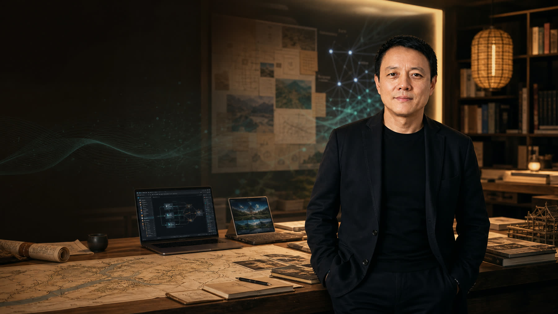 张波在AI教育与文旅策略工作室中的场景肖像